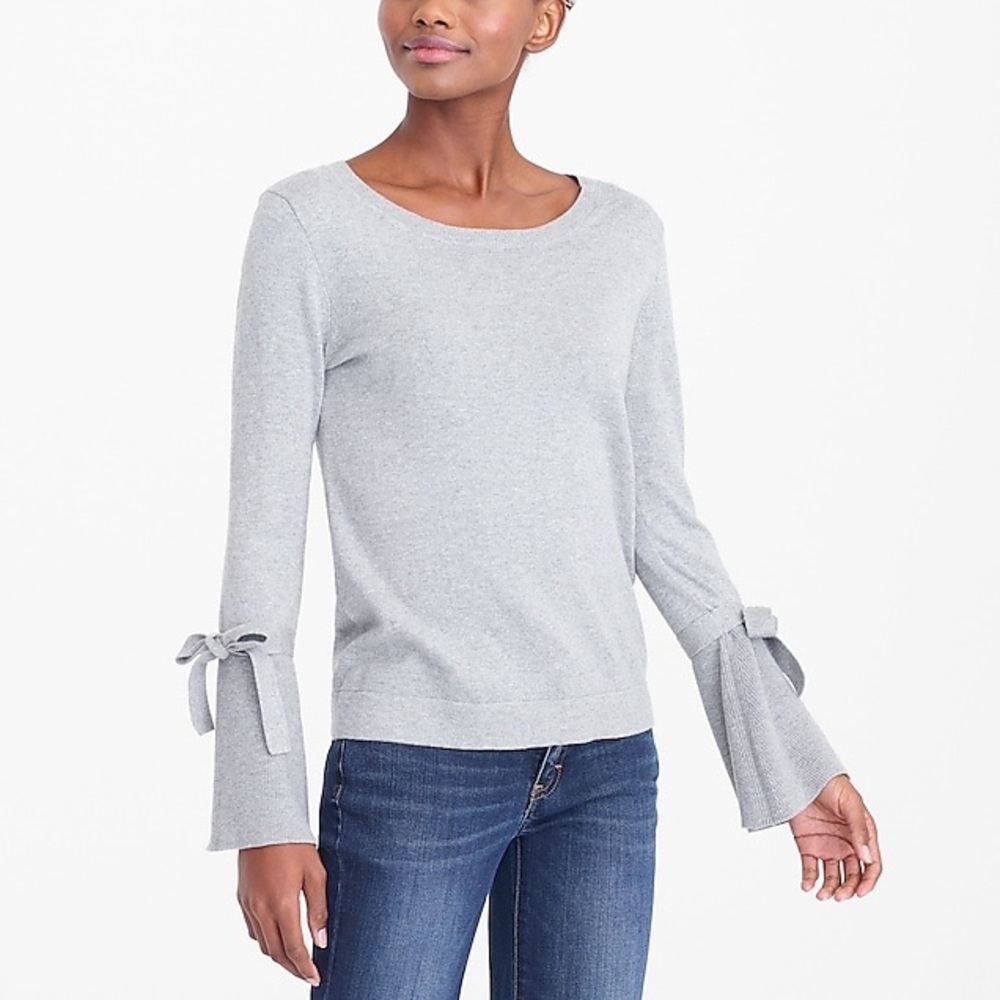 J. Crew Factory bell sleeve tie gray sweater size S NWT